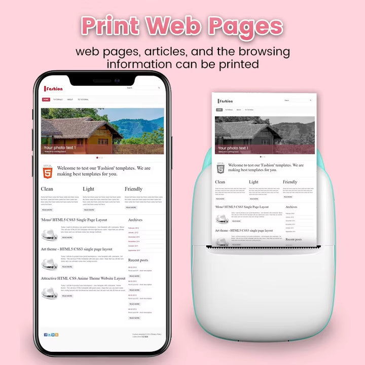 Mini Printer Thermal Printer Inkless Bluetooth Wireless Portable Pocket Self-Adhesive Label Printer for Sticker Lable Maker