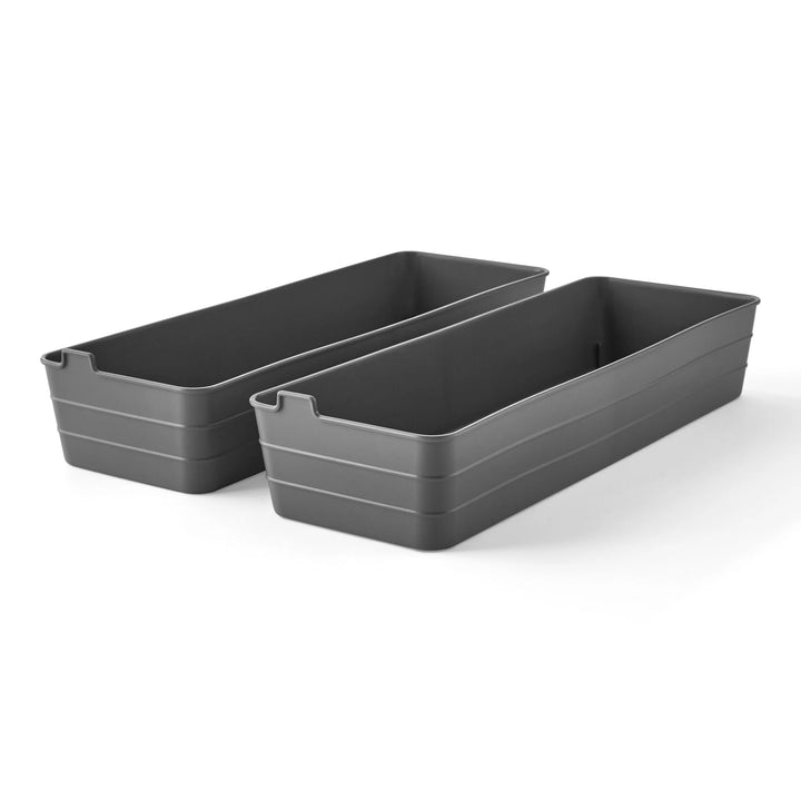 (2 Pack)  Utility Flex Storage Tray Organizer Set, Plastic Drawer Organizer Trays for Kitchen, Desk, Bathroom and Office Drawer Organization, Gray, 2-Pack, 5" X 15"