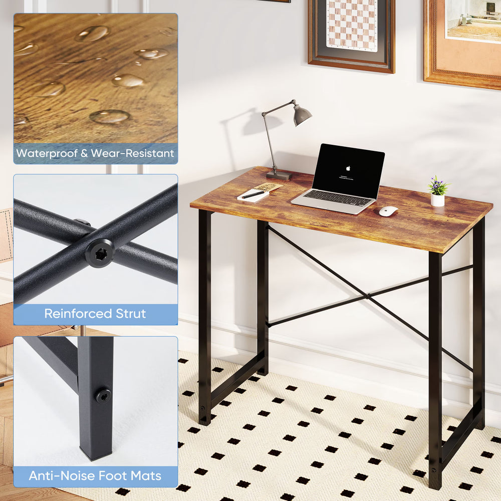 40 Inch Small Computer Office Desk, for Home Office Bedroom - Rustic Brown
