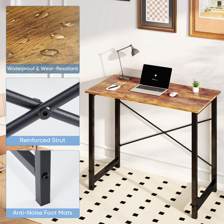 40 Inch Small Computer Office Desk, for Home Office Bedroom - Rustic Brown