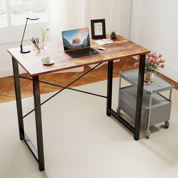 40 Inch Small Computer Office Desk, for Home Office Bedroom - Rustic Brown