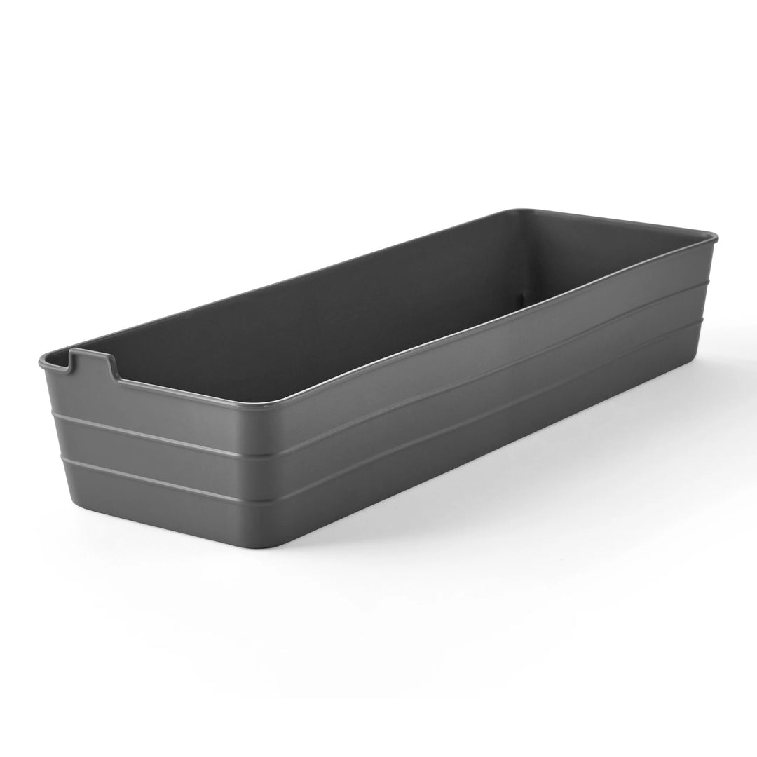 (2 Pack)  Utility Flex Storage Tray Organizer Set, Plastic Drawer Organizer Trays for Kitchen, Desk, Bathroom and Office Drawer Organization, Gray, 2-Pack, 5" X 15"