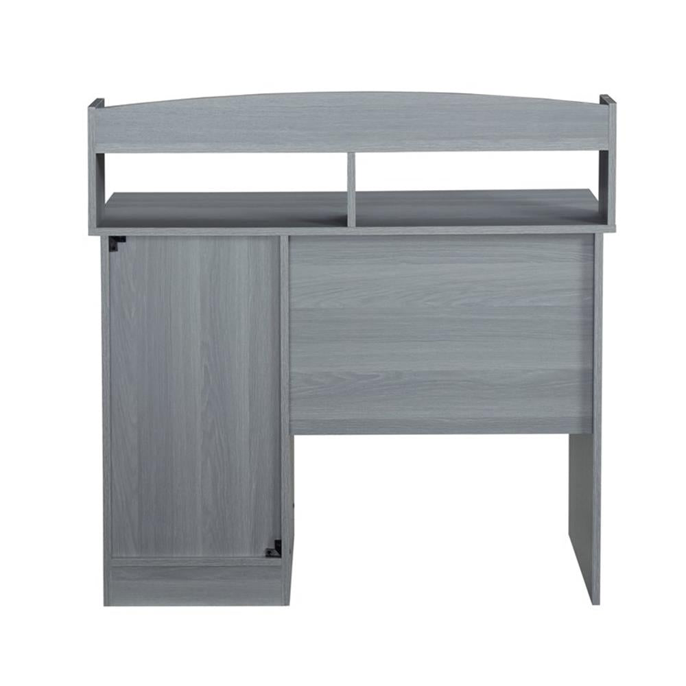 Modern Engineered Wood Computer Desk with Storage Hutch in Gray
