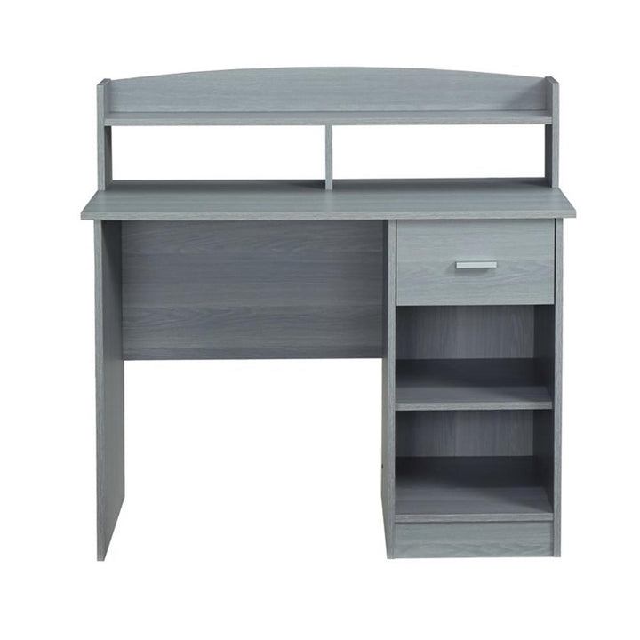 Modern Engineered Wood Computer Desk with Storage Hutch in Gray